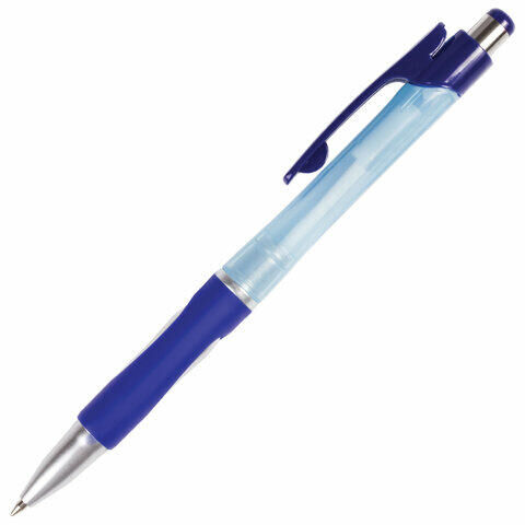 Ручка шариковая автоматическая с грипом BRAUBERG &quot;Neo&quot;, СИНЯЯ, корпус синий, узел 0,7 мм, линия письма 0,35 мм, 141074
