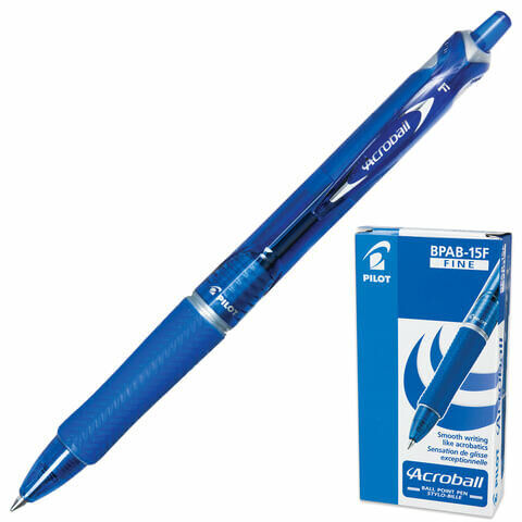 Ручка шариковая автоматическая с грипом PILOT &quot;Acroball&quot;, СИНЯЯ, корпус тонированный синий, узел 0,7 мм, линия письма 0,28 мм, BPAB-15F
