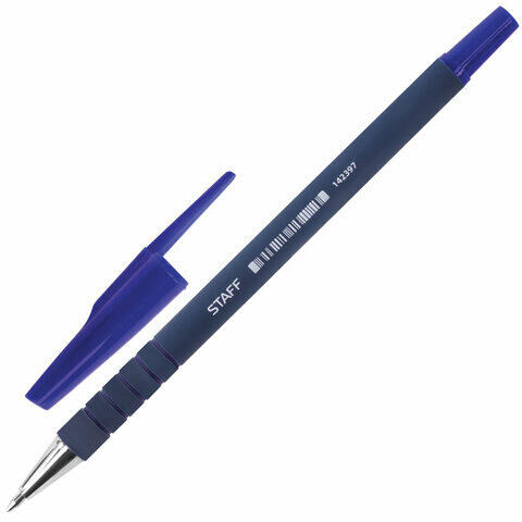 Ручка шариковая STAFF &quot;EVERYDAY&quot;, СИНЯЯ, корпус прорезиненный синий, узел 0,7 мм, линия письма 0,35 мм, 142397