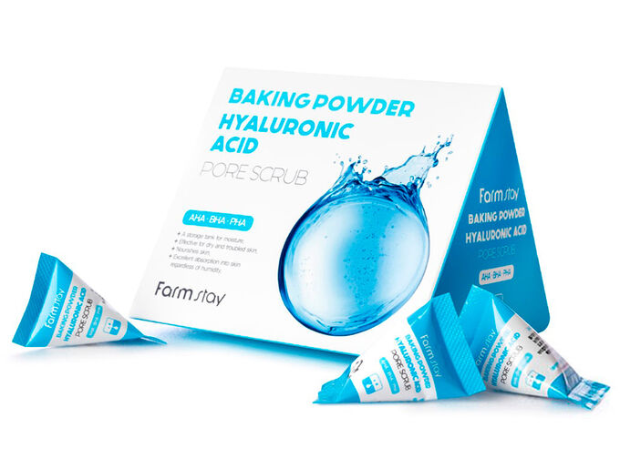 Farm Stay Скраб для лица в пирамидках с гиалуроновой кислотой Scrub Baking Powder Hyaluronic Acid Pore, 7 гр*25 шт
