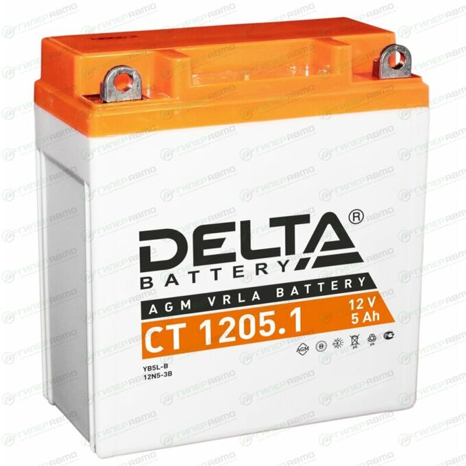 Аккумулятор для мото Delta CT 1205.1 AGM, 5Ач, CCA 65A, необслуживаемый