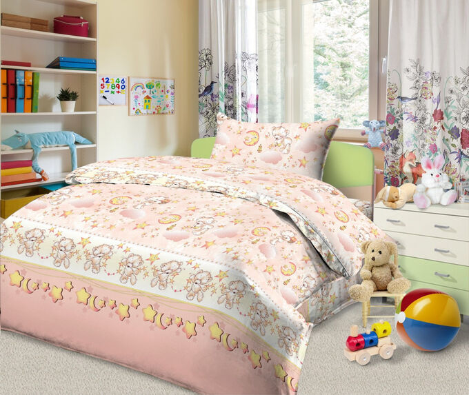 Постельное белье Бязь Детство в кроватку - Сонный мишка 5221-3 В кроватку