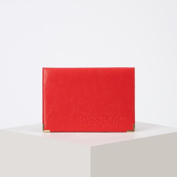 Обложка для паспорта, уголки, цвет красный 4010055