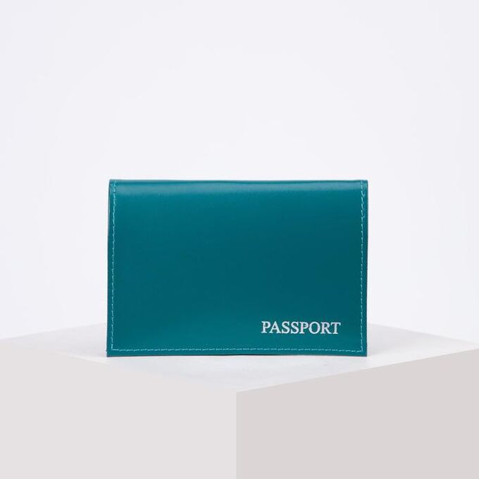 Обложка для паспорта, глянцевая, тиснение, цвет бирюзовый 1628237