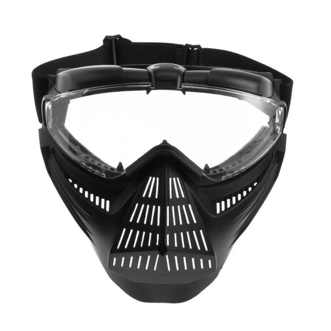 Очки-маска для езды на мототехнике, разборные, визор прозрачный, черный