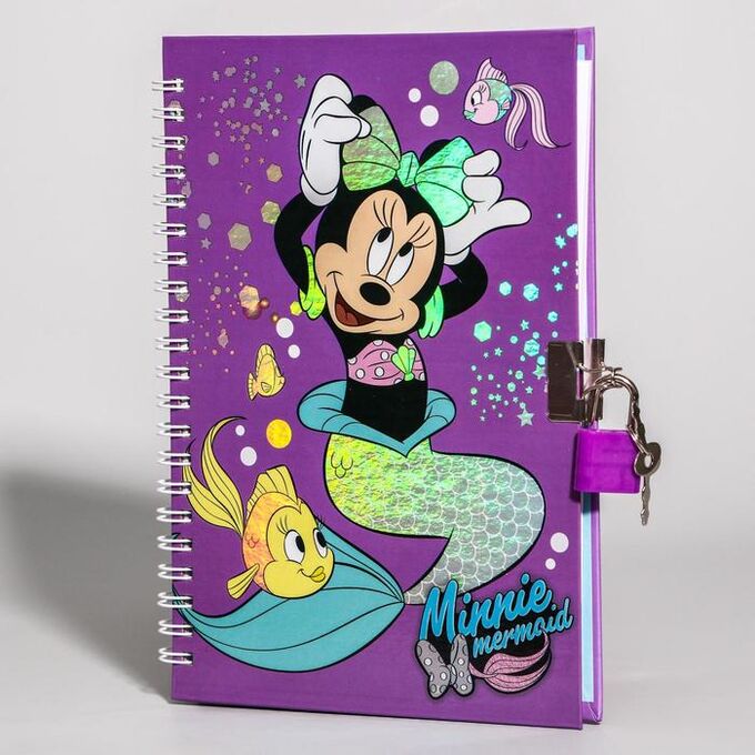 Disney Записная книжка на замочке А5 &quot;Minnie Mermaid&quot;, Минни Маус, 50 листов