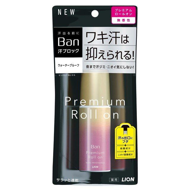 Lion Премиальный дезодорант-антиперспирант роликовый ионный блокирующий потоотделение &quot;BAN Premium&quot; (без запаха) 40 мл