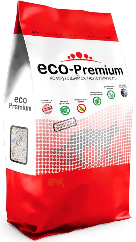 Наполнитель комкующийся древесный без запаха 20 кг 55 л. ECO Premium