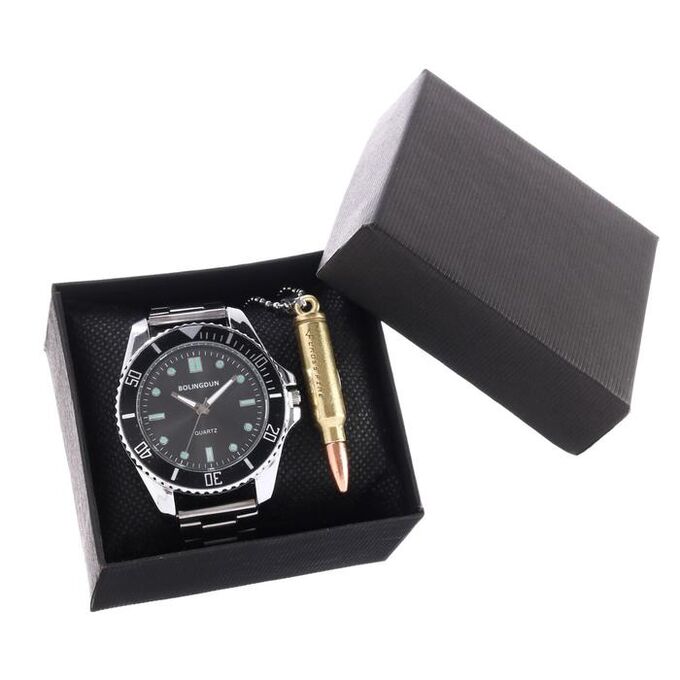 СИМА-ЛЕНД Подарочный набор 2 в 1 &quot;Bolingdun&quot;: наручные часы, d=4.6 см, кулон