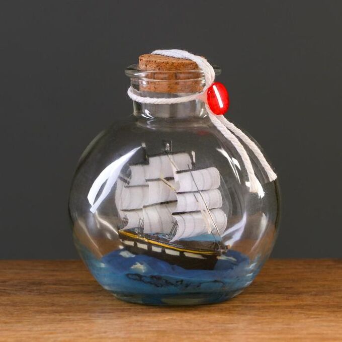 Корабль сувенирный &quot;Be happy&quot;, в бутылке, вертикальн. 10*12см