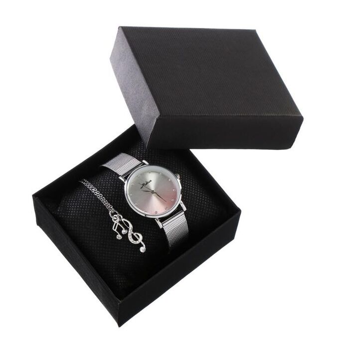Подарочный набор 2 в 1 &quot;Medissa&quot;: наручные часы, d=3.2 см, кулон