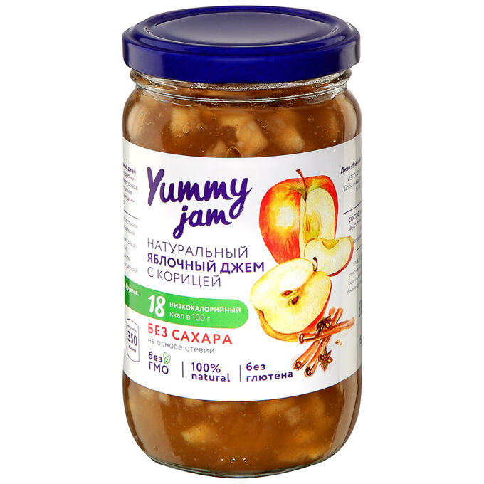 Джем низкокалорийный Yummy Jam яблочный, ст.б, 350г.