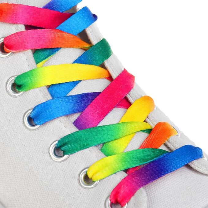 ONLITOP Шнурки для обуви, пара, плоские, 8 мм, 90 см, цвет «радужный»