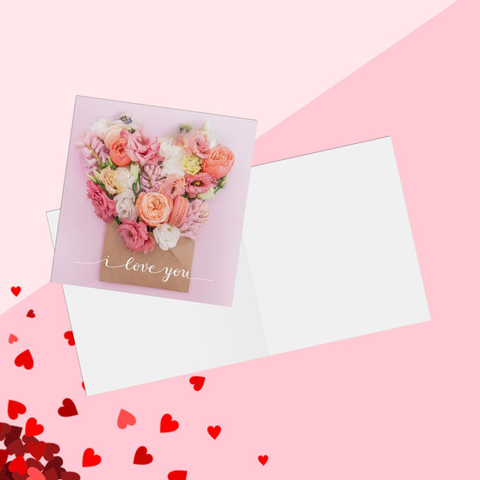 Дарите Счастье Открытка‒мини «С Днём Влюбленных», цветы нежные, 7 x 7 см