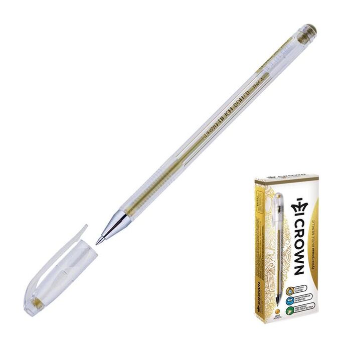 Ручка гелевая Metallic Crown HJR-500GSM, чернила золото, узел 0.7 мм
