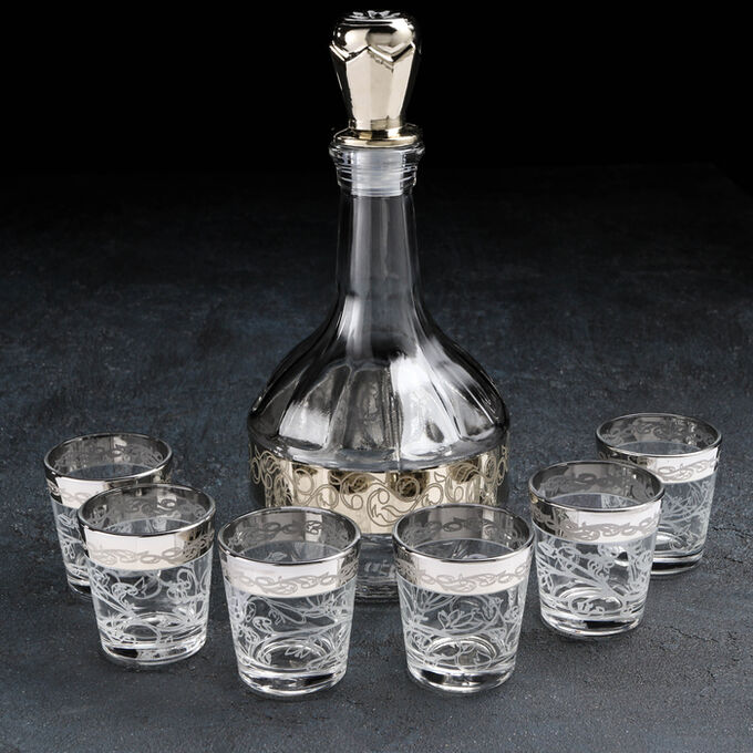 Набор питьевой «Флора», 7 предметов: графин 500 мл, стопка 50 мл 6 шт, с гравировкой и напылением