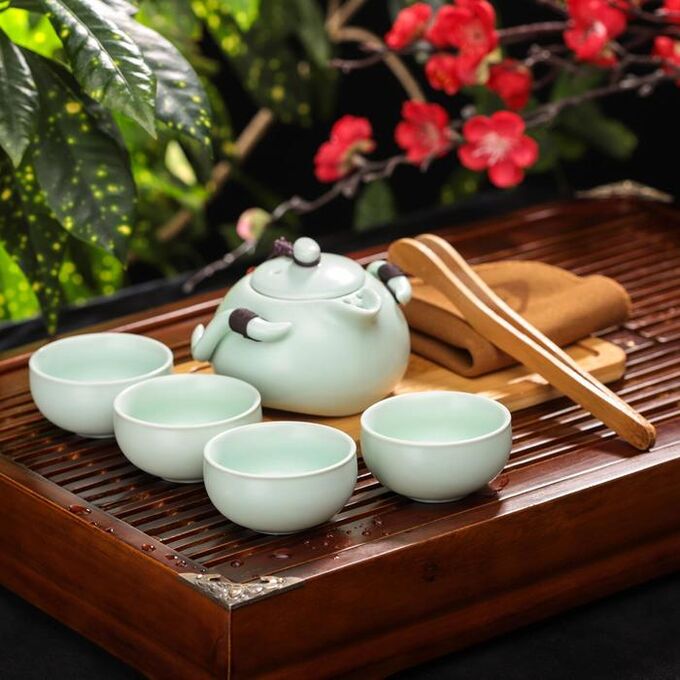 Набор для чайной церемонии &quot;Тясицу&quot;, 8 предметов: чайник, 4 чашки, щипцы, салфеточка, подставка