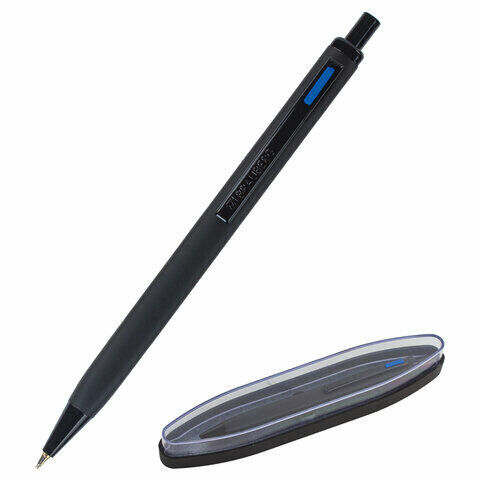 Ручка подарочная шариковая BRAUBERG &quot;Nota&quot;, СИНЯЯ, корпус черный, трехгранная, линия письма 0,5 мм, 143488