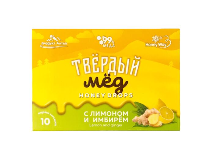 Мёд и конфитюр Карамель медовая Твердый мёд. С лимоном и имбирем. 10 шт по 3г.