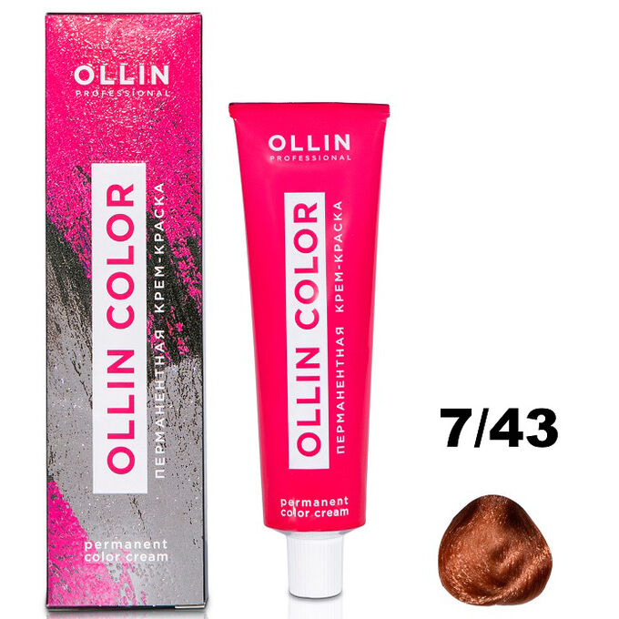Перманентная крем-краска для волос  COLOR 7/43 OLLIN 100 мл