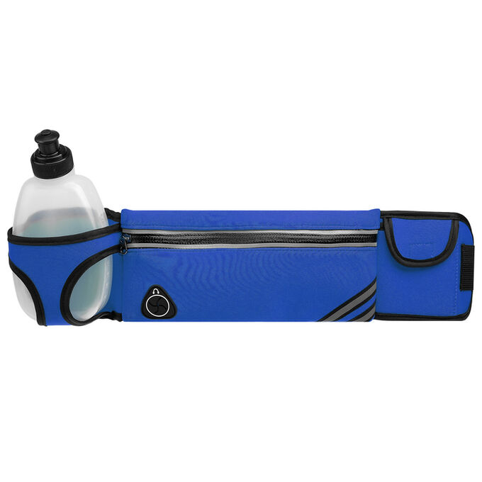 ONLITOP Сумка спортивная на пояс 45х9 см с бутылкой 15х8х3 см, 2 кармана, цвет синий