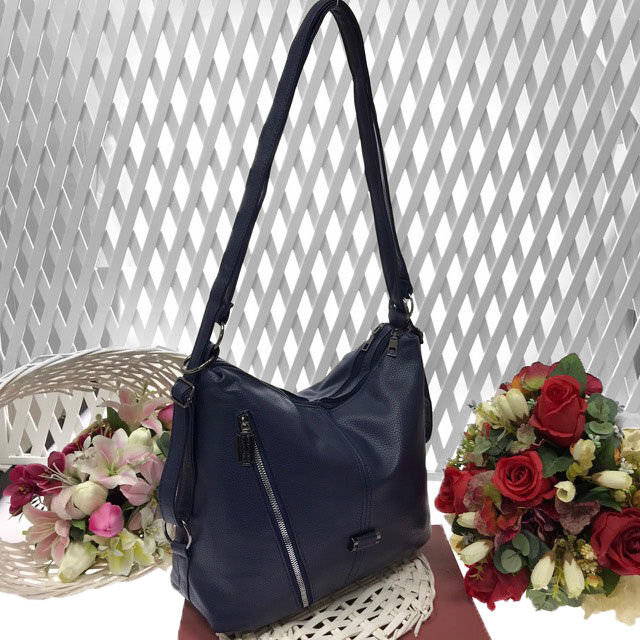 Функциональная сумка-рюкзак Bestar из качественной матовой эко-кожи цвета тёмный индиго.
