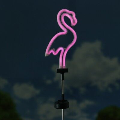 Садовый светильник ЭРА, &quot;Фламинго неоновый&quot;, на солнечной батарее