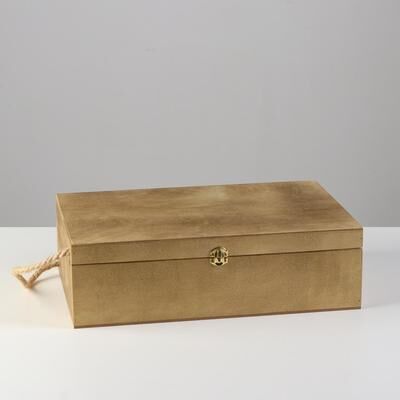 Подарочный ящик 34?21.5?10 см деревянный, с закрывающейся крышкой, с ручкой, коричневый