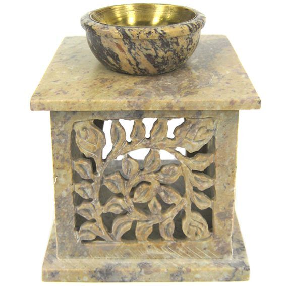 Аромалампа, камень (Индия), 11,5*10 см, чаша с бронзовой вставкой