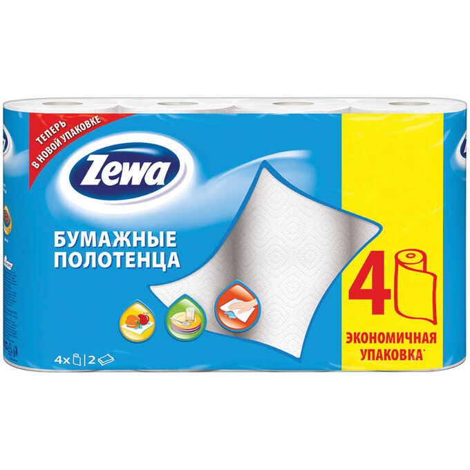 Zewa Полотенца кухонные ЗЕВА Белые 4рул