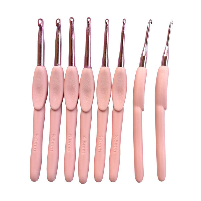 Набор розовых крючков с ручкой из TPR пластика | 8 шт