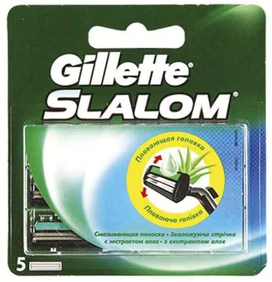 GILLETTE® SLALOM Cменные кассеты для бритья со смазывающей полоской 5шт