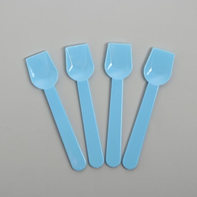 Ложки пластиковые, набор 12 шт., цвет голубой