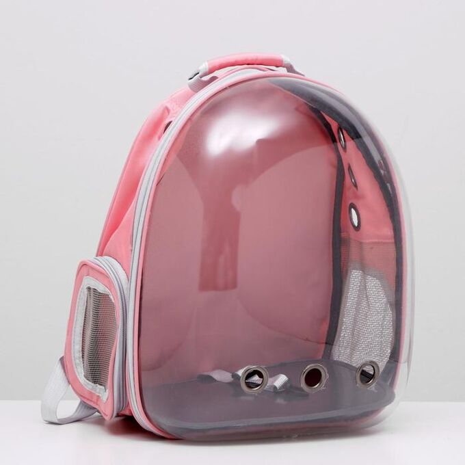 Пижон Рюкзак для переноски животных прозрачный, 31 х 28 х 42 см, розовый