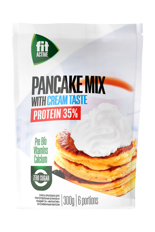 Смесь для оладьев Puncake mix со вкусом Сливок 35 % протеина Fit Active 300 гр.
