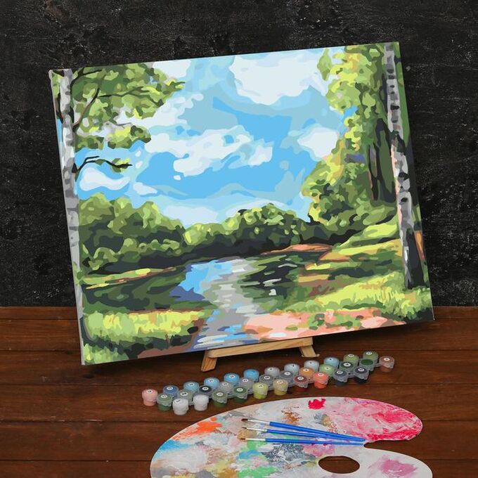 Школа талантов Картина по номерам на холсте с подрамником «Лесной ручей» 40х50 см