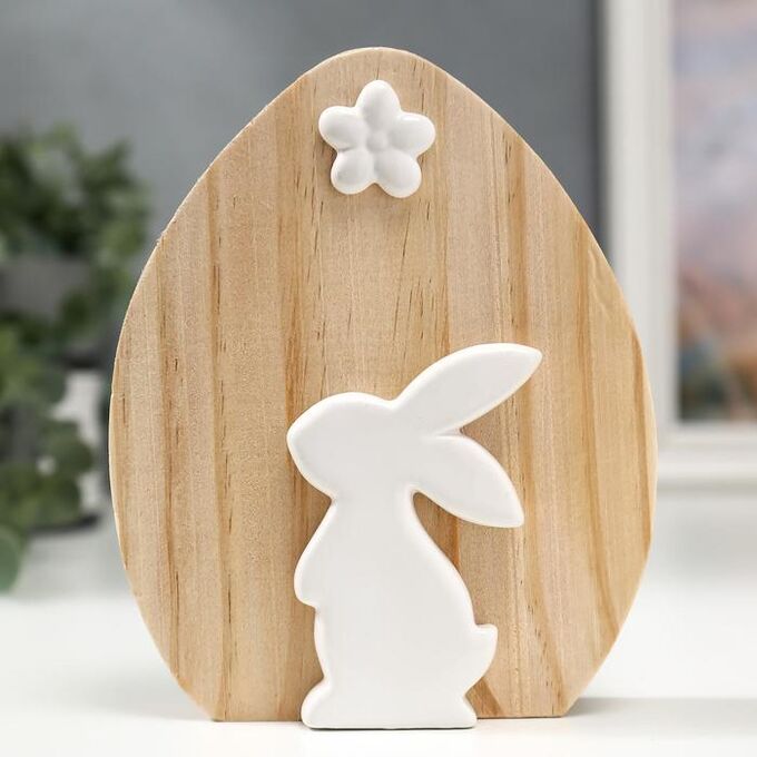 СИМА-ЛЕНД Сувенир керамика, дерево &quot;Белый кролик с цветочком&quot; 15х3,6х12,6 см