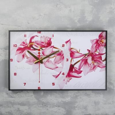 Часы-картина &quot;Орхидеи&quot;, 37х60 см, микс