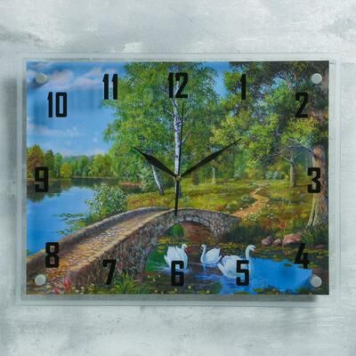 Часы настенные, серия: Природа, &quot;Мост через реку&quot;, 35х45 см, микс