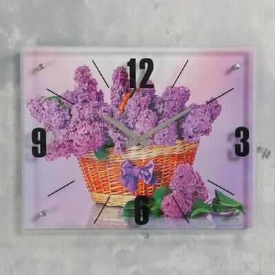 Часы настенные, серия: Цветы, &quot;Корзина сирени&quot;, 40х50 см, микс