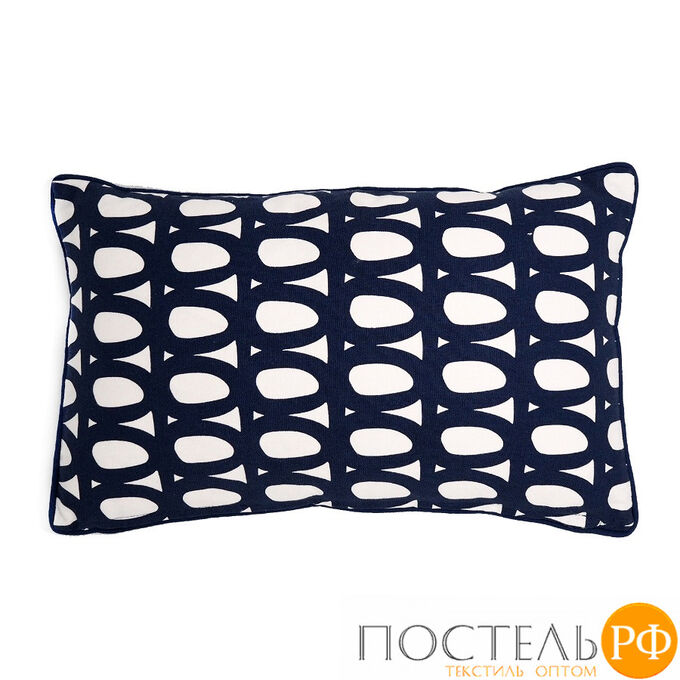 Чехол для подушки с принтом Twirl темно-синего цвета и декоративной окантовкой Cuts&amp;Pieces, 30х50 см