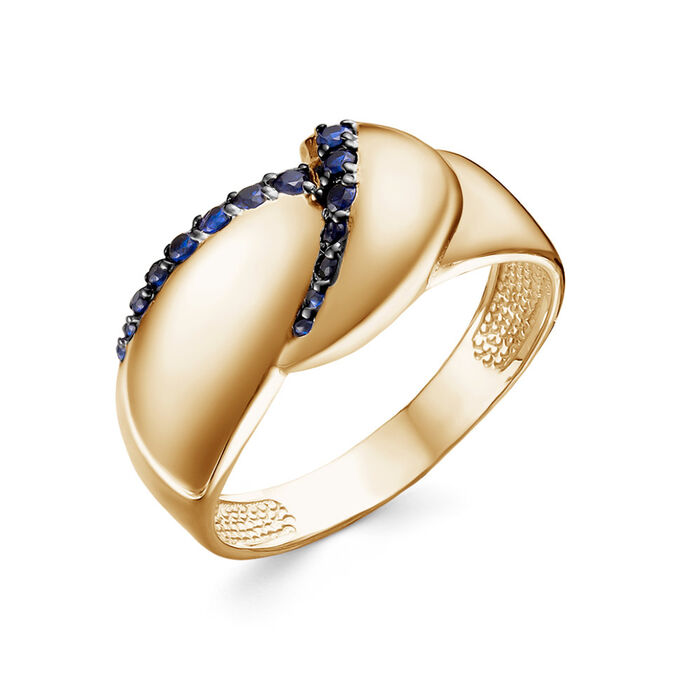 Artefakt Позолоченное кольцо с фианитами синего цвета - 1397 - п