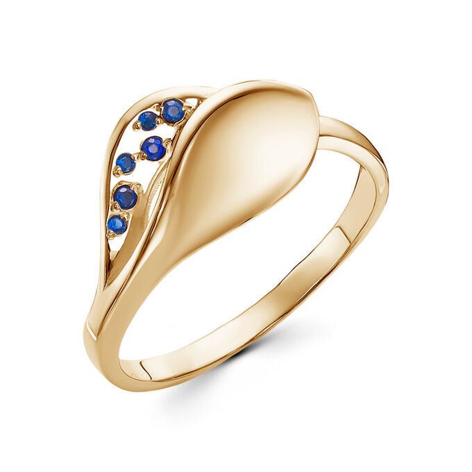 Artefakt Позолоченное кольцо с фианитами синего цвета - 1401 - п