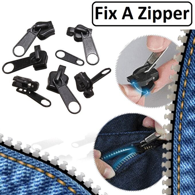 Набор для ремонта замков-молний &quot;Fix A Zipper&quot;, комплект из 6 бегунков 3 размеров