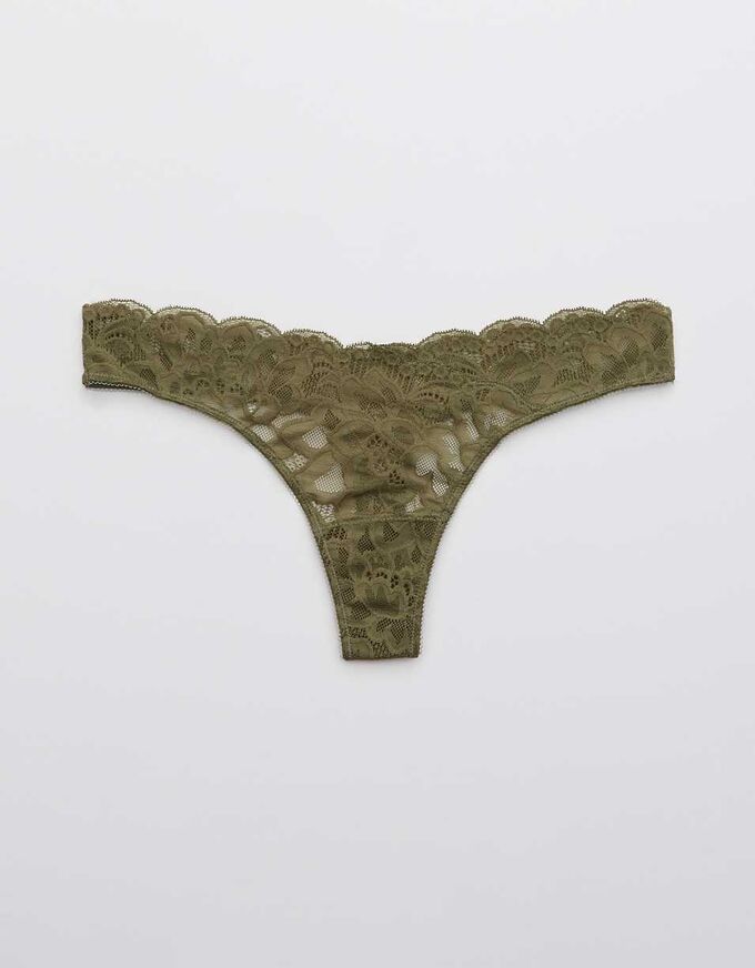 Aerie New Blooms Lace High Cut Thong Underwear