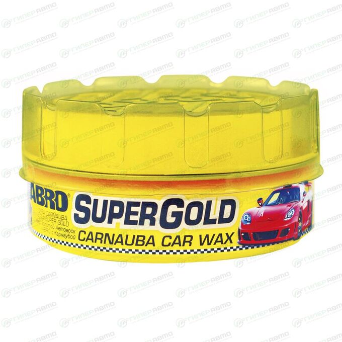 Полироль кузова ABRO Super Gold Carnauba Car Wax, защитный, с тефлоном и воском карнауба, с водоотталкивающим эффектом, банка 230г, арт. PW-400