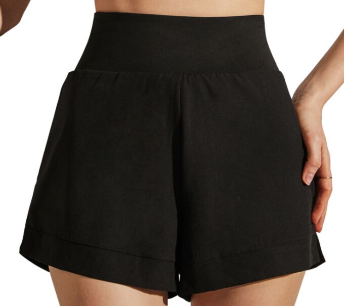 Женские спортивные шорты с высокой посадкой на широкой  резинке, принт &quot;dryfit&quot;, цвет черный