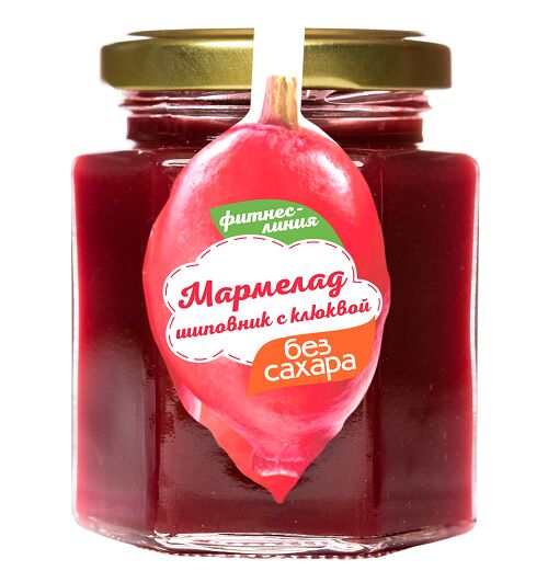 Мёд и конфитюр Мармелад Шиповник с клюквой без сахара Фитнес-линия 200 гр.