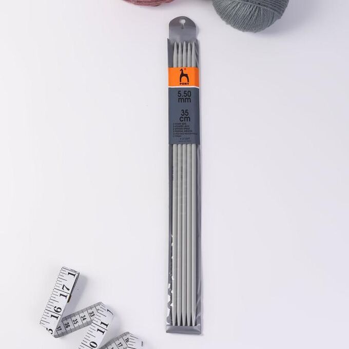 Спицы для вязания, чулочные, d = 5,5 мм, 35 см, 5 шт
