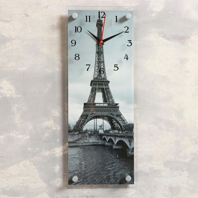 Часы-картина настенные, серия: Город, &quot;Эйфелева башня&quot;, 20х50 см